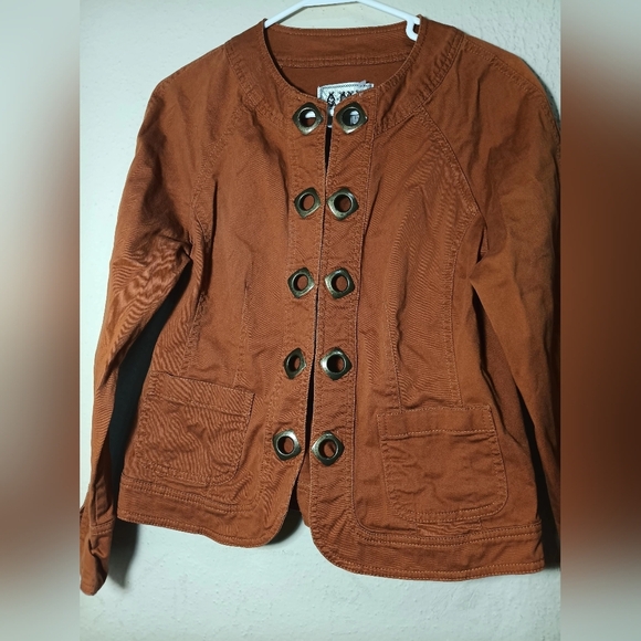 Ami Women's Rust Utility Jacket with Grommet Accents - Picture 2 of 7